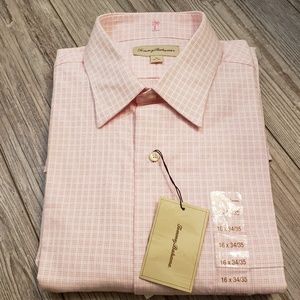 Tommy Bahama Pink Plaid Button Down Shirt 16 34/35